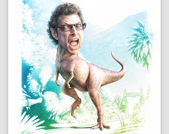 Jeff Goldblum Dinosaur Painting Parody - Weird Art Home Decor