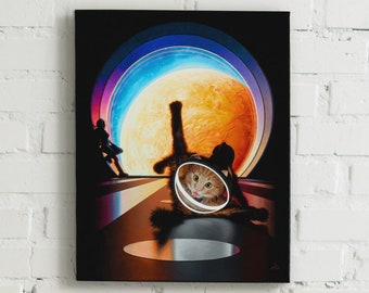 Cat Astronaut Canvas Print "Destination" Space Painting - cat oil painting astronaut print