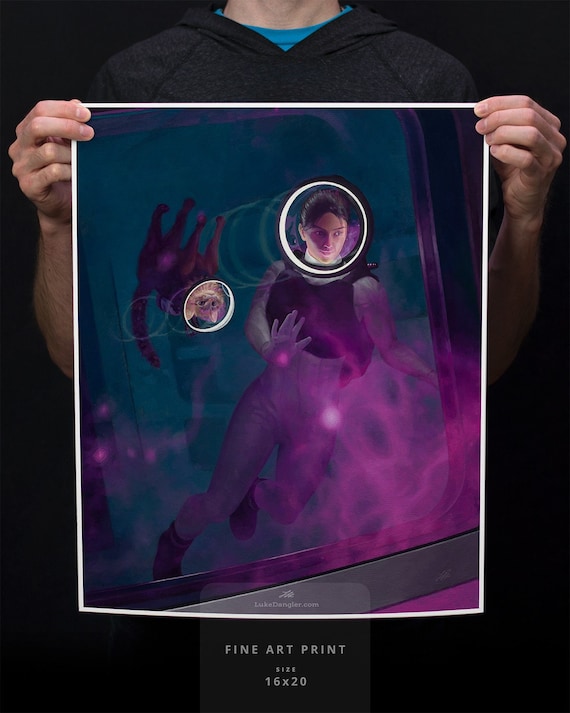 Cat Astronaut Print "Voyage" - space painting astronaut art