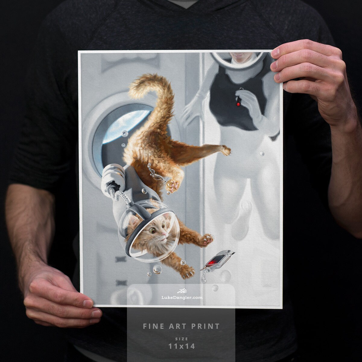 Cat Astronaut Print "intruder" - Floofy Cat Space Painting - Etsy