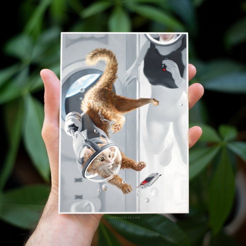 Space Cat Fine Art Print size 5x7