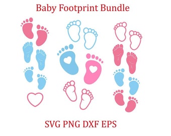 Baby Fußabdruck Bundle, Baby Füße SVG Sofortiger Download SVG, PNG, eps, dxf, jpg digitaler Download
