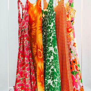 Reserved for Etsy Design Awards 2025 / Vintage 60s 80s 90s Bold Floral Print Dresses / 60s Flower Power Maxi Dress / Vintage Floral Gowns