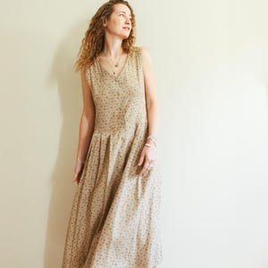Vestido floral bege vintage dos anos 90 / Vestido floral vintage / Vestido cottagecore vintage / Vestido vintage simples