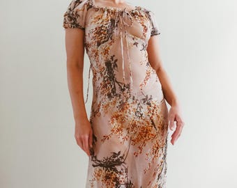 Vintage Y2K Dana Foley Sheer Silk Maxi Dress / M / Made in USA