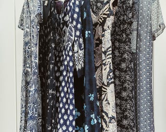 Vintage 70s - 90s Blue Bohemian Dresses / Boho Blue / Vintage Boho Maxi Dress / Boho Floral Maxi Dress