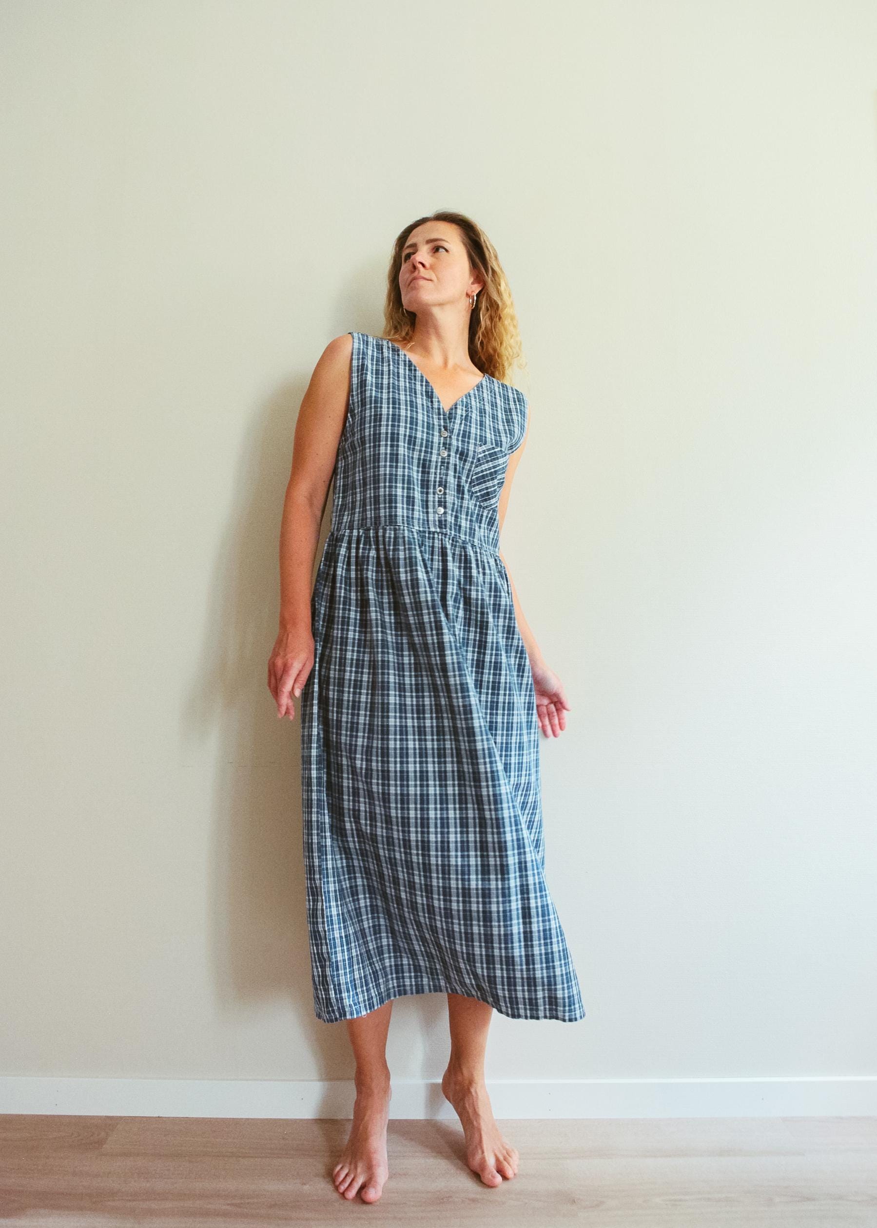 Gingham Denim Dress - Etsy Canada