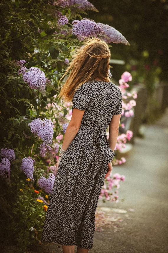 brown slip dress outfit Brown Floral A Line Mini Dress  Wildflower Threads