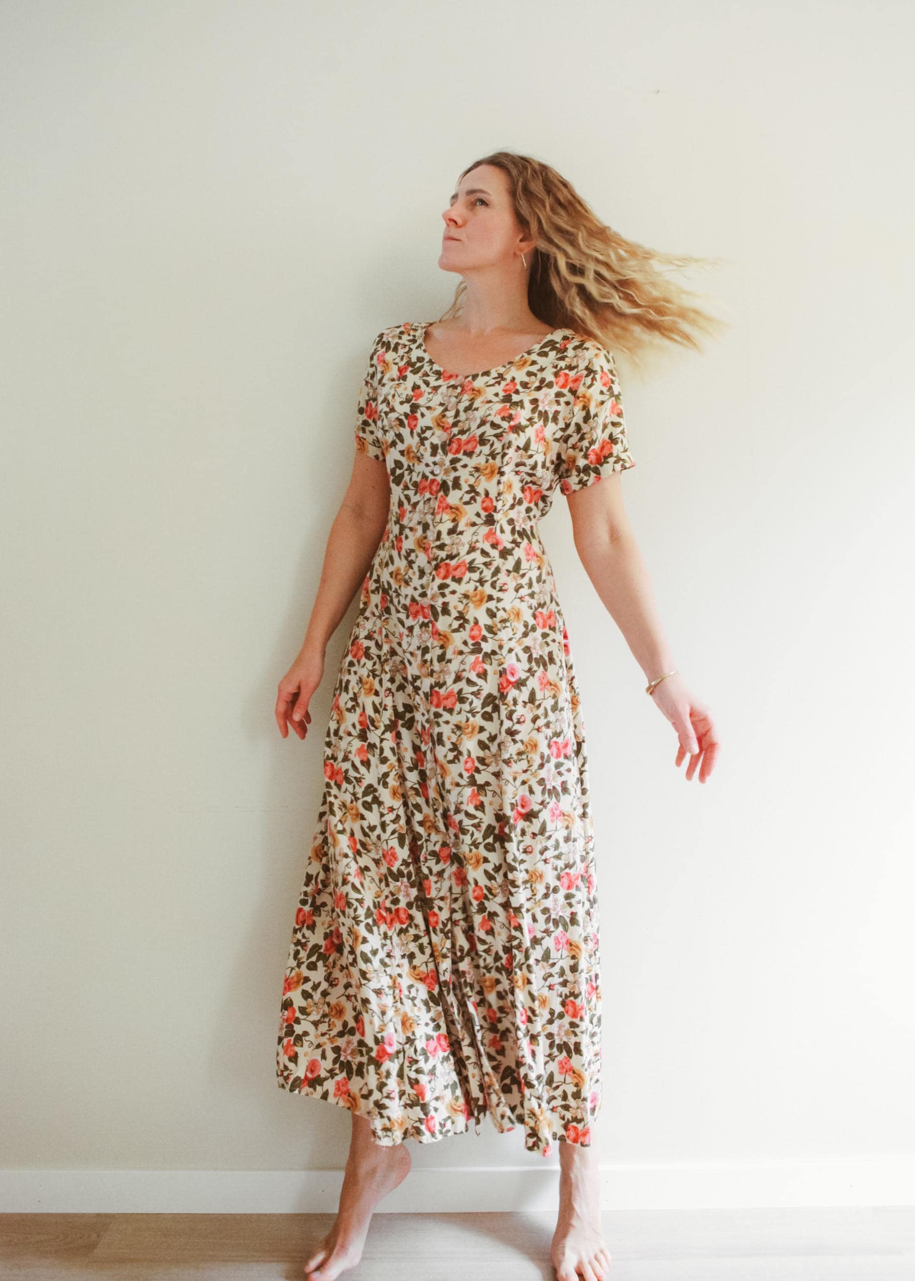 fitted lace wedding dress James Button Through Maxi Dress - Flower Market