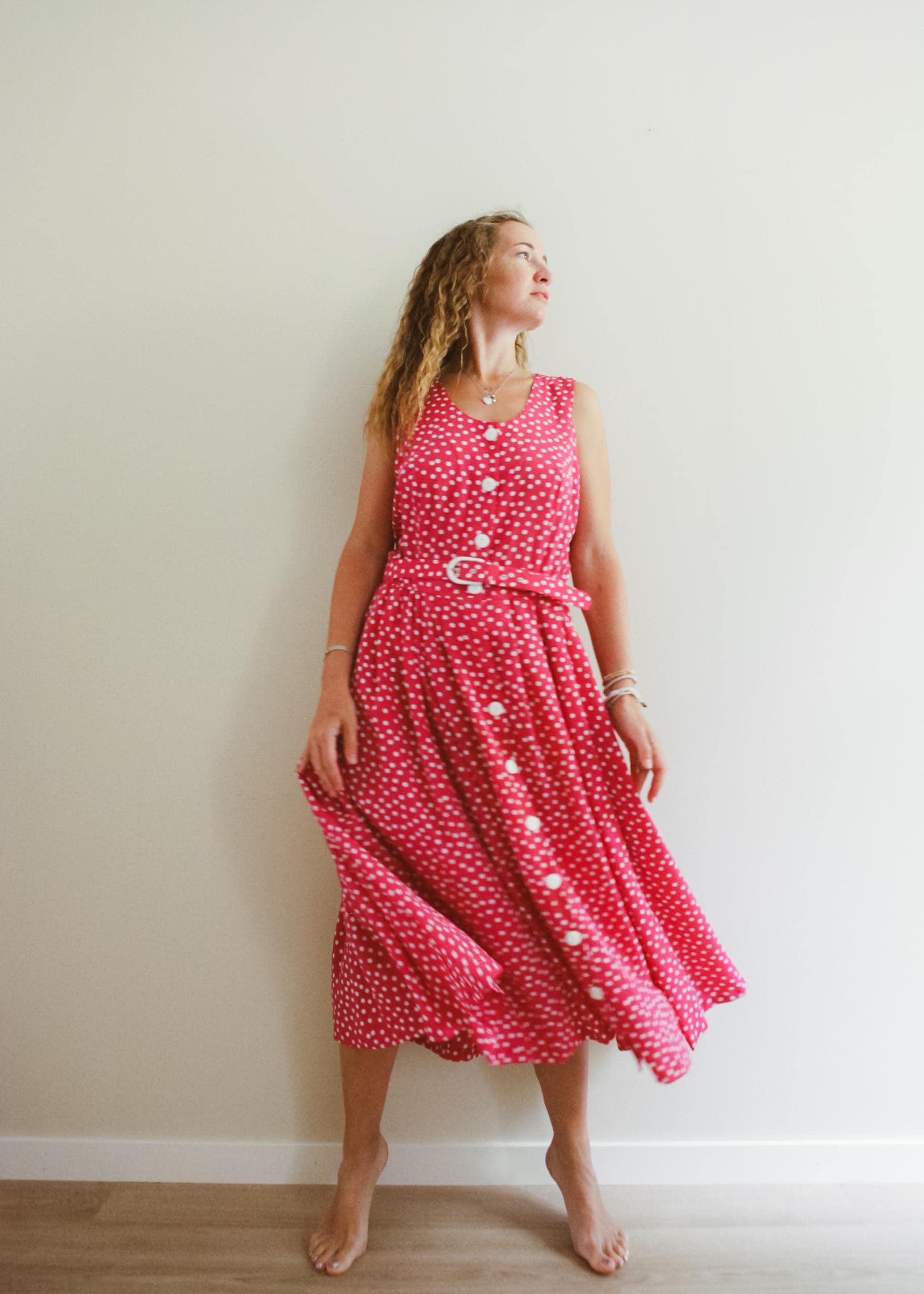 Pink Polka Dot Maxi Dress - Etsy