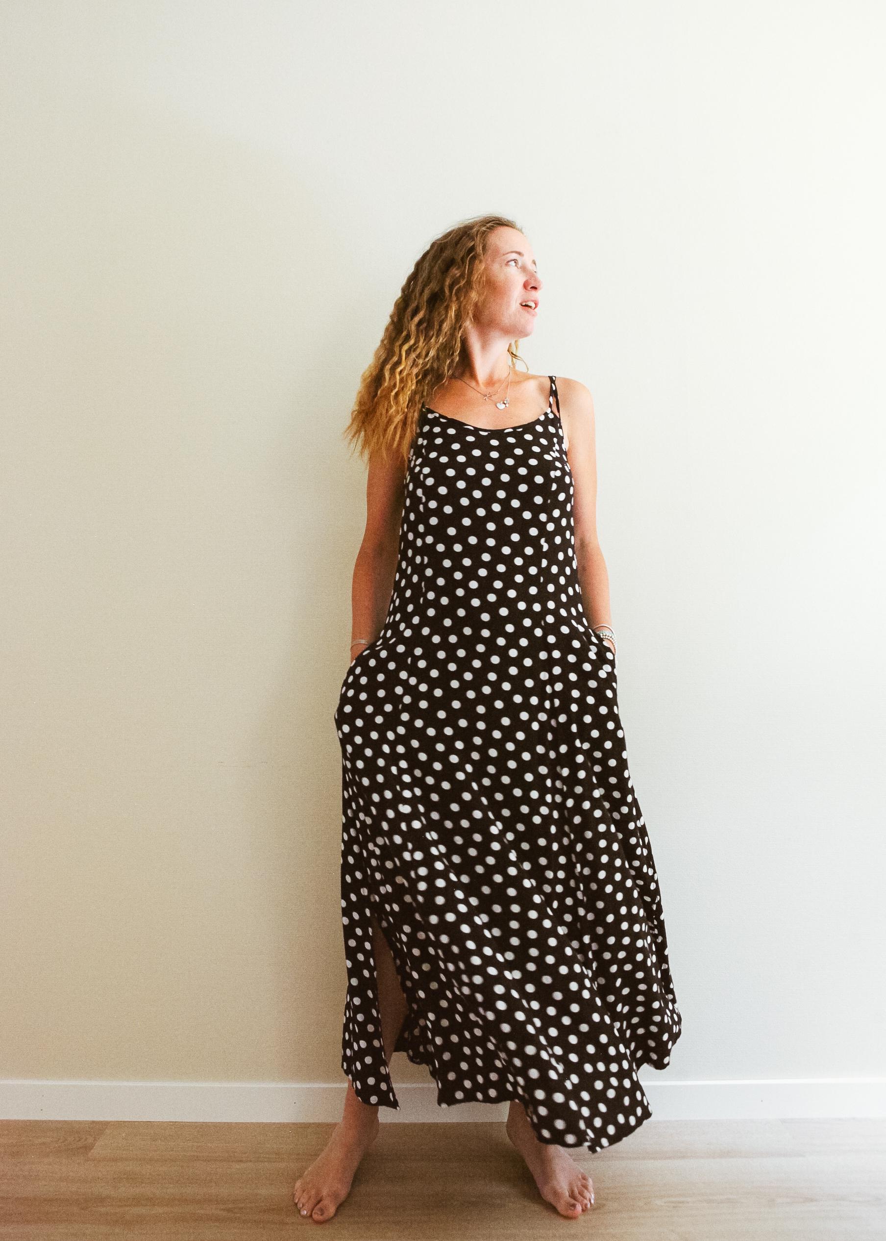 chinese dress ladies Black Polka Dot Maxi Dress - All Dresses main image 1