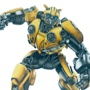 Hyperrealism Drawing of Bumblebee – Transformers Fan Art, Realistic Pencil Art, Fine Art Print, Autobot Collectible *DIGITAL FILE PRODUCT*