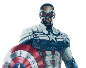 Hyperrealistic Drawing of Captain America – Anthony Mackie - Avengers Collectible