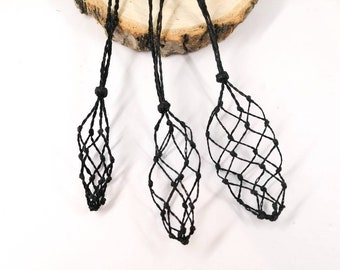 Makramee-Halskette mit Wechsel-Netz/ Steinhalter in deiner Wunschfarbe und -größe (leer, ohne Stein)