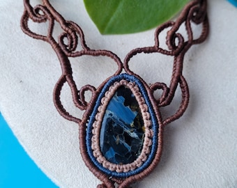 Macrame Necklace with pietersite