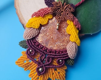 Macrame Necklace "Indian Summer" with sunstone