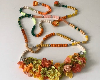 Handmade Crochet Seed Bead Choker, Boho Rosary Necklace, Anatolian Jewelry