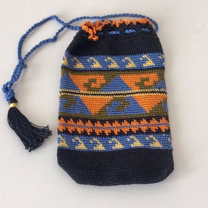 Hand embroidered, ethnic bag, coin pouch, western crochet pouch, boho money bag, Turkish traditional bag, knit money bag,