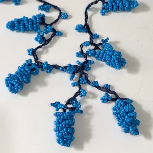Collana all'uncinetto Boho con perline corte turchesi, ciondolo all'uncinetto, braccialetto zingaro con perline di semi, fascia per capelli all'uncinetto turco, regalo girocollo con perline blu navy