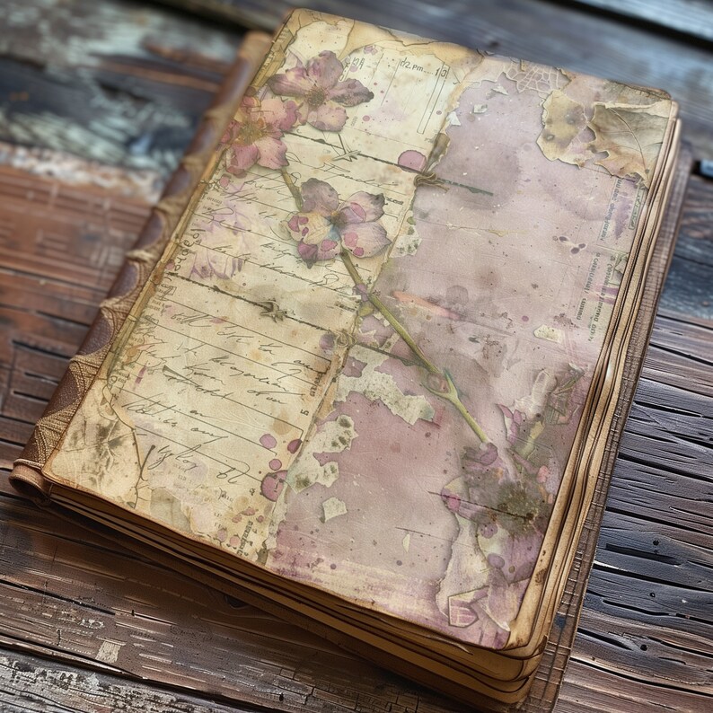 4 Vintage Floral Junk Journal Digital Pages Scrapbooking Supplies ...