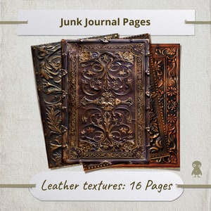 16 texturas de couro vintage lixo diário livro capa design histórico scrapbooking decoupage coleção digital elementos projetos fundos