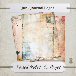 Note sbiadite 12 pagine di diario spazzatura Vintage Ephemera Sfondo di carta digitale Collage Arte Scrapbooking Forniture di design nostalgico stampabile