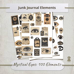 100 vintage occult oog printables mystiek oog digitale tags kortstondige scrapbooking benodigdheden esoterisch antiek ontwerp creatieve illustraties