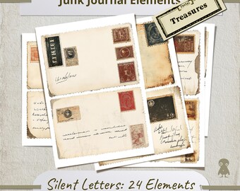 Vintage Ephemera Old Letter Postcard Digital Collage Sheet Junk Journal Antique Writing Scrapbooking Craft Supply Stationery Printable Art