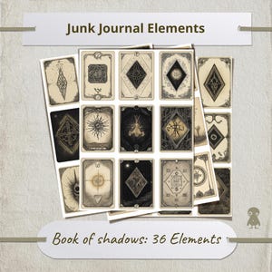 Ilustraciones de cartas del libro Shadows Diseño de baraja único Simbolismo esotérico gótico Obra de arte mística Decoración oculta Colección de diarios basura elegantes