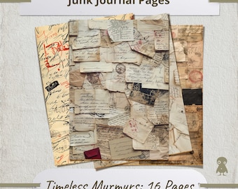 16 Timeless Pages Vintage-Inspired Junk Journal Collection Digital Ephemera Pack Paper Goods Antique Letters Craft Collage Design Scrapbook