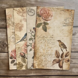 12 pagine di documenti vintage per diari spazzatura, manoscritti antichi, testi di carta grunge, effimeri per la creazione di elementi di design della collezione di repliche