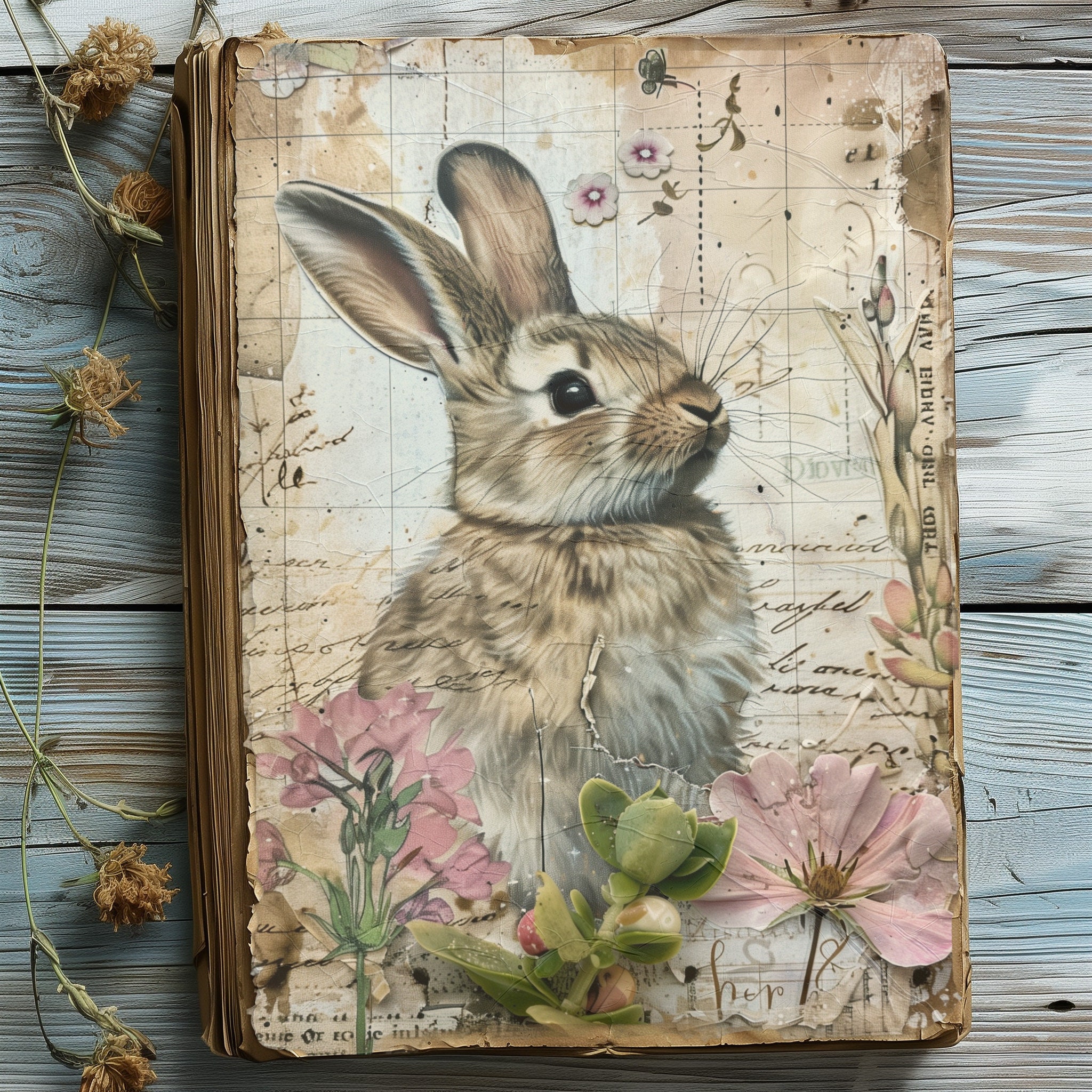 4 Vintage Bunny Pages Junk Journal Beatrix Potter Style Spring Easter ...