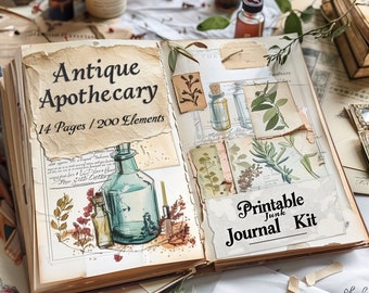 200 Antique Botanical and Apothecary PNGs Ephemera Collection Digital Scrapbook Kit Vintage Printable Decor Creative Journaling Assets Craft