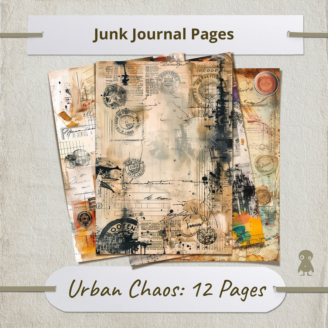 Urban Chaos 12 Junk Journal Pages Vintage-inspired DIY Scrapbooking ...