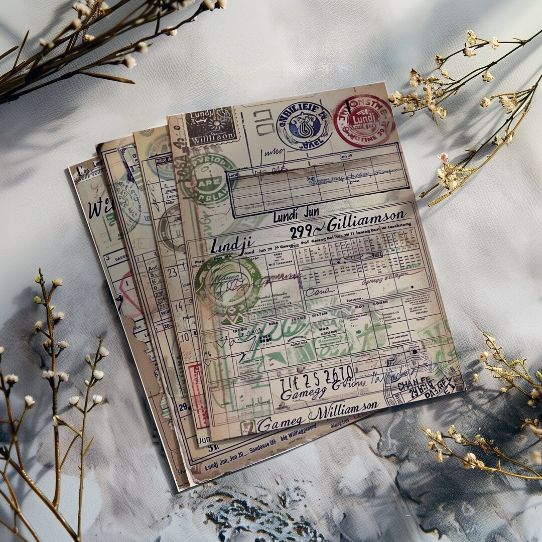 4 Vintage Ephemera Digital Collage Sheets Images Set Junk Journal ...