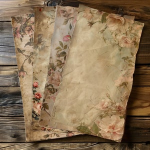4 séries de fleurs pastorales pour le scrapbooking et le journal indésirable, pièces d'art botaniques, impressions série florale, éléments de conception de collection de scrapbooking