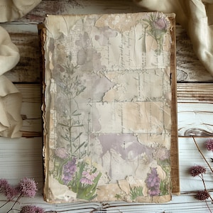 4 pages numériques vintage pour journal indésirable floral, fournitures de scrapbooking, impression florale vintage, journal indésirable printanier, paquets éphémères, décoration imprimable