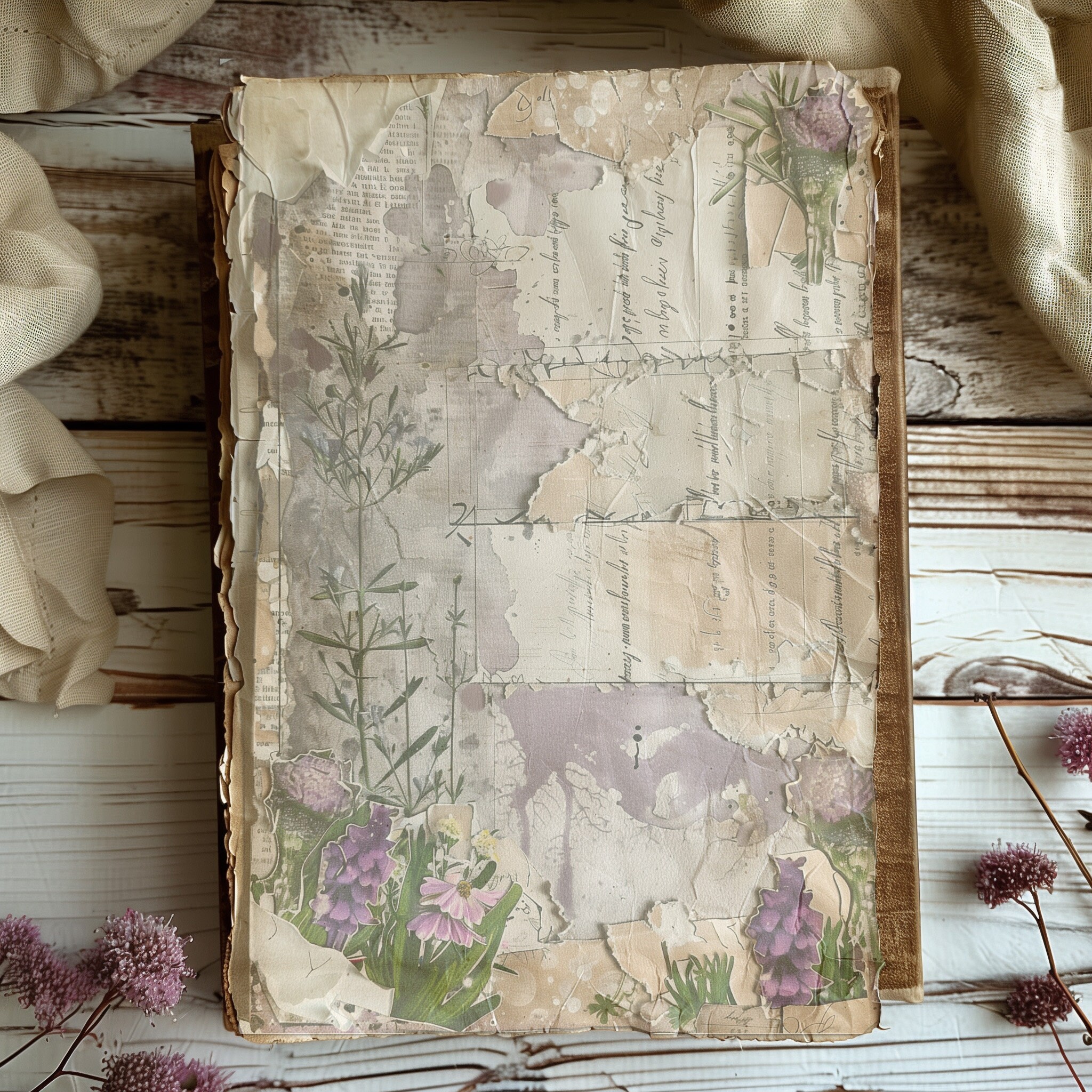 4 Vintage Floral Junk Journal Digital Pages Scrapbooking Supplies ...