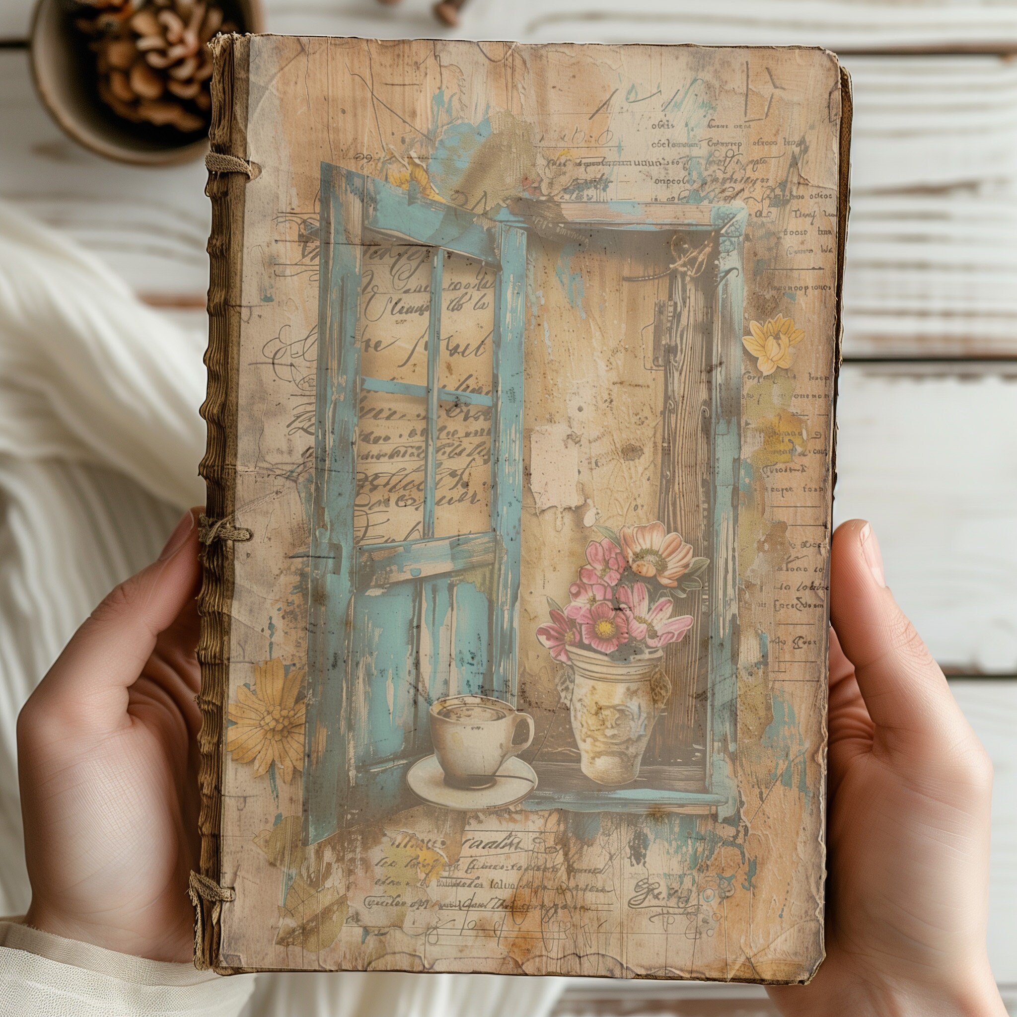 4 Rustic Window View Pages Digital Art Cozy Aesthetic With Coffee and ...