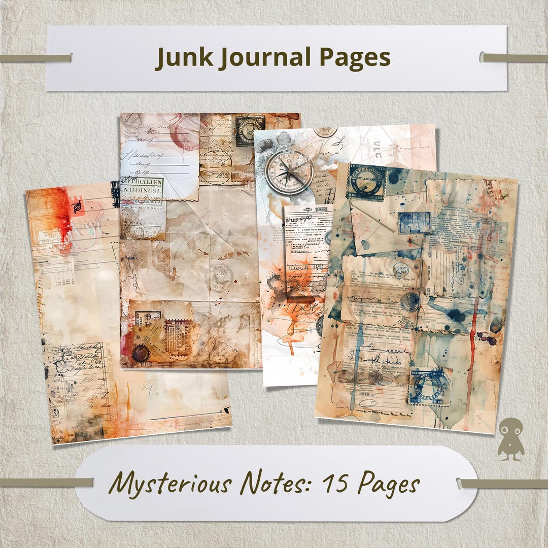 Vintage Ephemera Junk Journal Pages Old Letters Backgrounds Stamps Aged ...