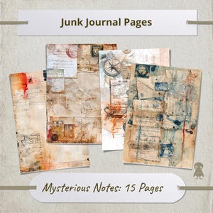 Ephemera Vintage Junk Journal Pages Cartas antigas Fundos Selos Papéis envelhecidos Arte em mídia mista Colagem Documentos antigos Scrapbook