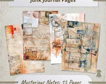 Vintage Ephemera Junk Journal Pages Old Letters Backgrounds Stamps Aged Papers Mixed Media Art Collage Antique Documents Scrapbook