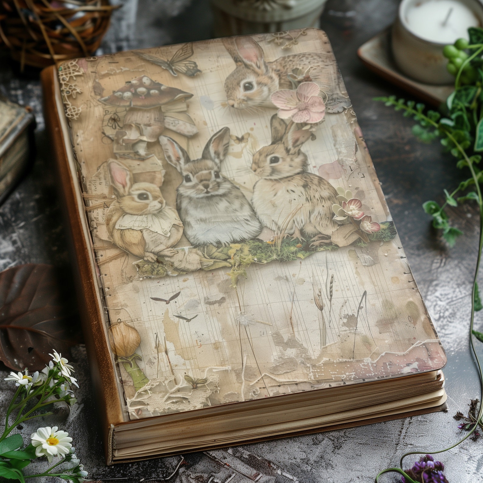 4 Vintage Bunny Pages Junk Journal Beatrix Potter Style Spring Easter ...