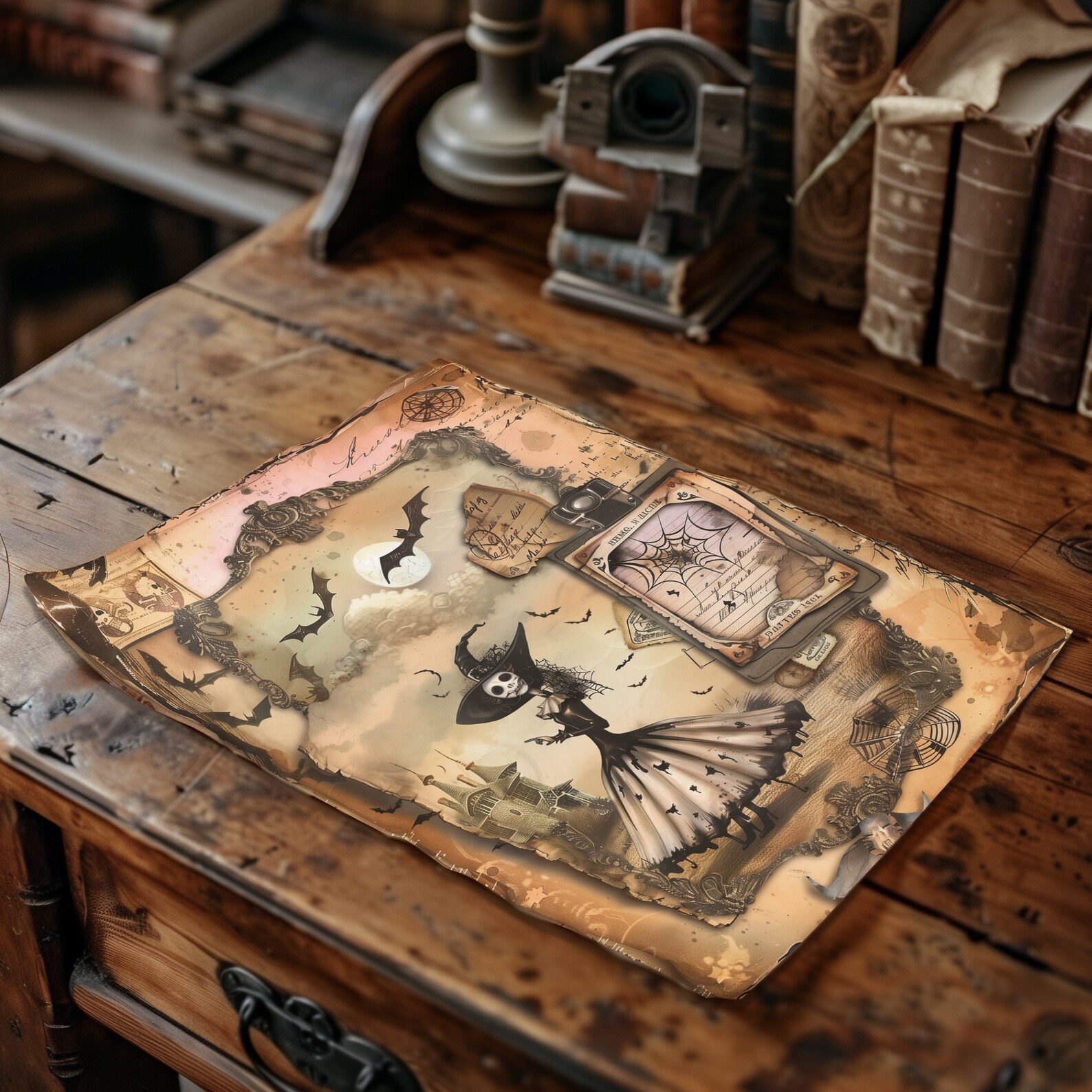 Halloween Gothic Witch Junk Journal Kit With 1 Haunting Illustration ...