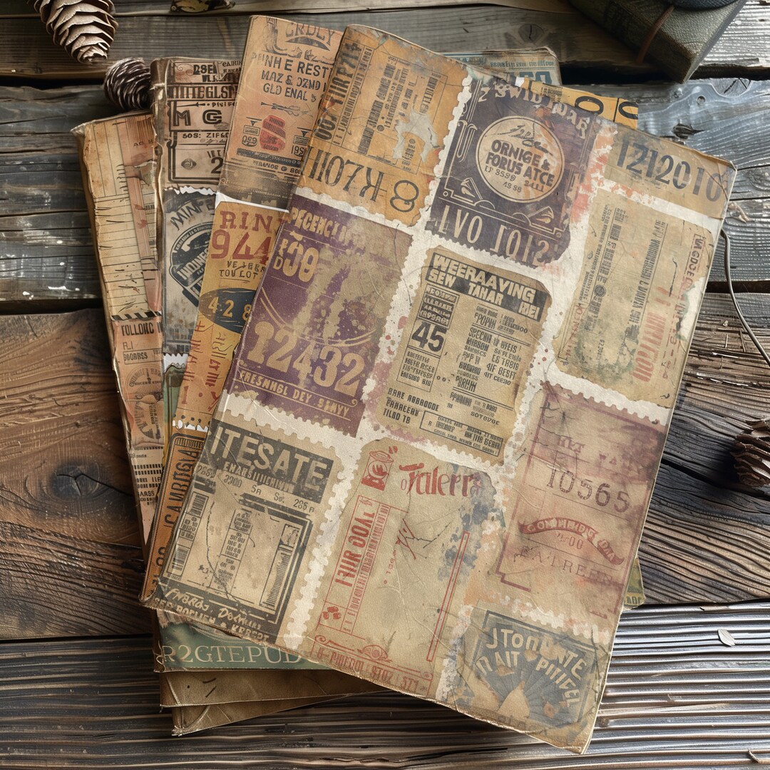 4 Retro Ephemera Digital Collage Sheets Junk Journal Kit Scrapbooking ...