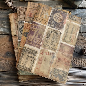 4 Retro Ephemera Digitale Collage Sheets Junk Journal Kit Scrapbooking Element Digitale Sticker Pack Vintage Journal Printable Scrapbook Dekor