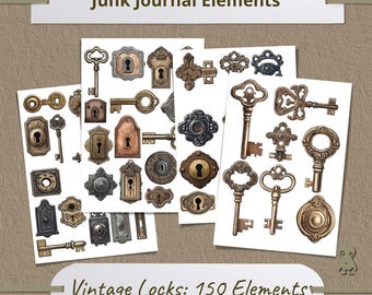Vintage Skeleton Key Collection Antique Lock Keys Gothic Steampunk Art Journaling Scrapbooking Mixed Media Crafts Altered Projects Home