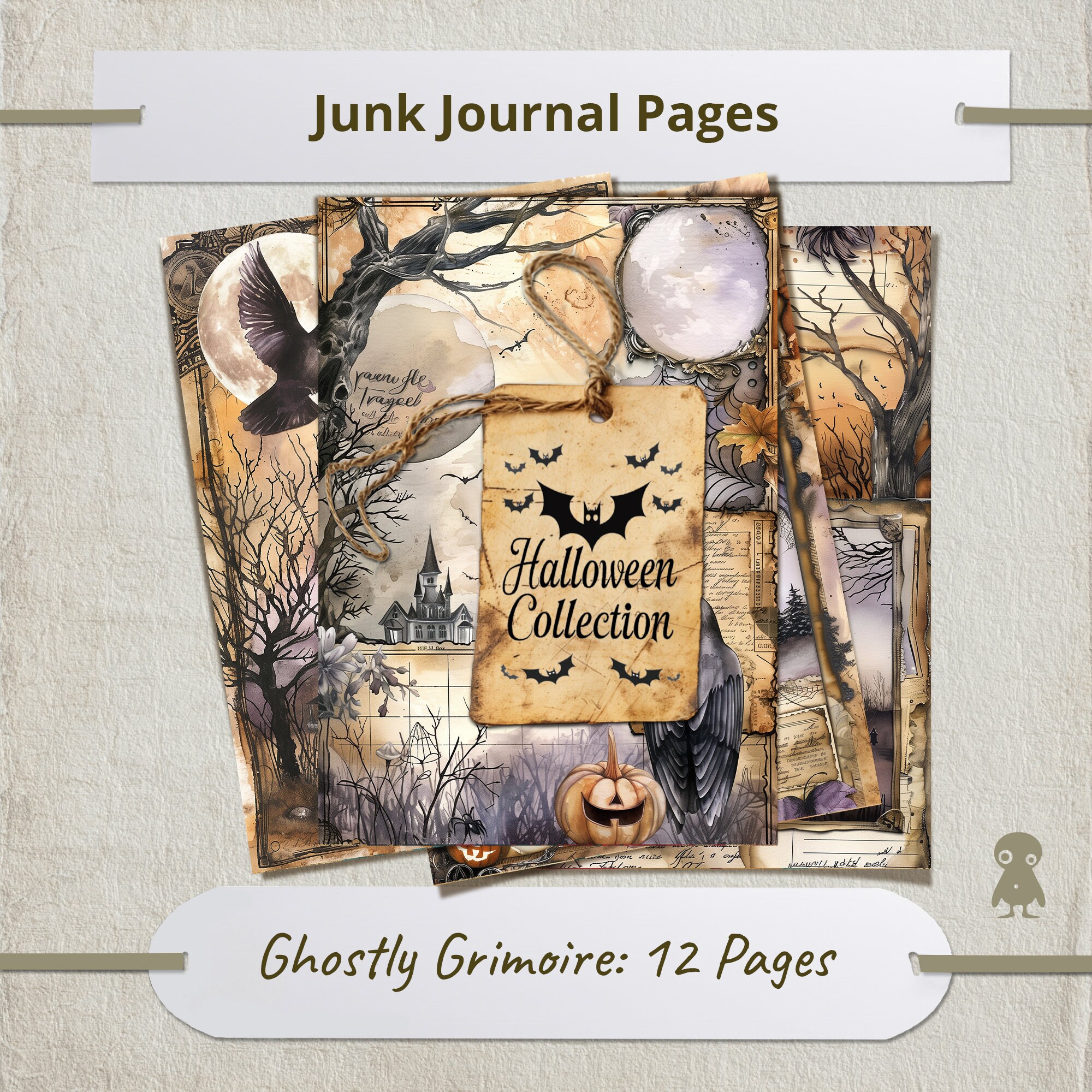 12-vintage-halloween-gothic-junk-journal-pages-with-spooky-bats-haunted-house-and-moonlit-scenes-collage-background-highly-detailed-ephemera-etsy