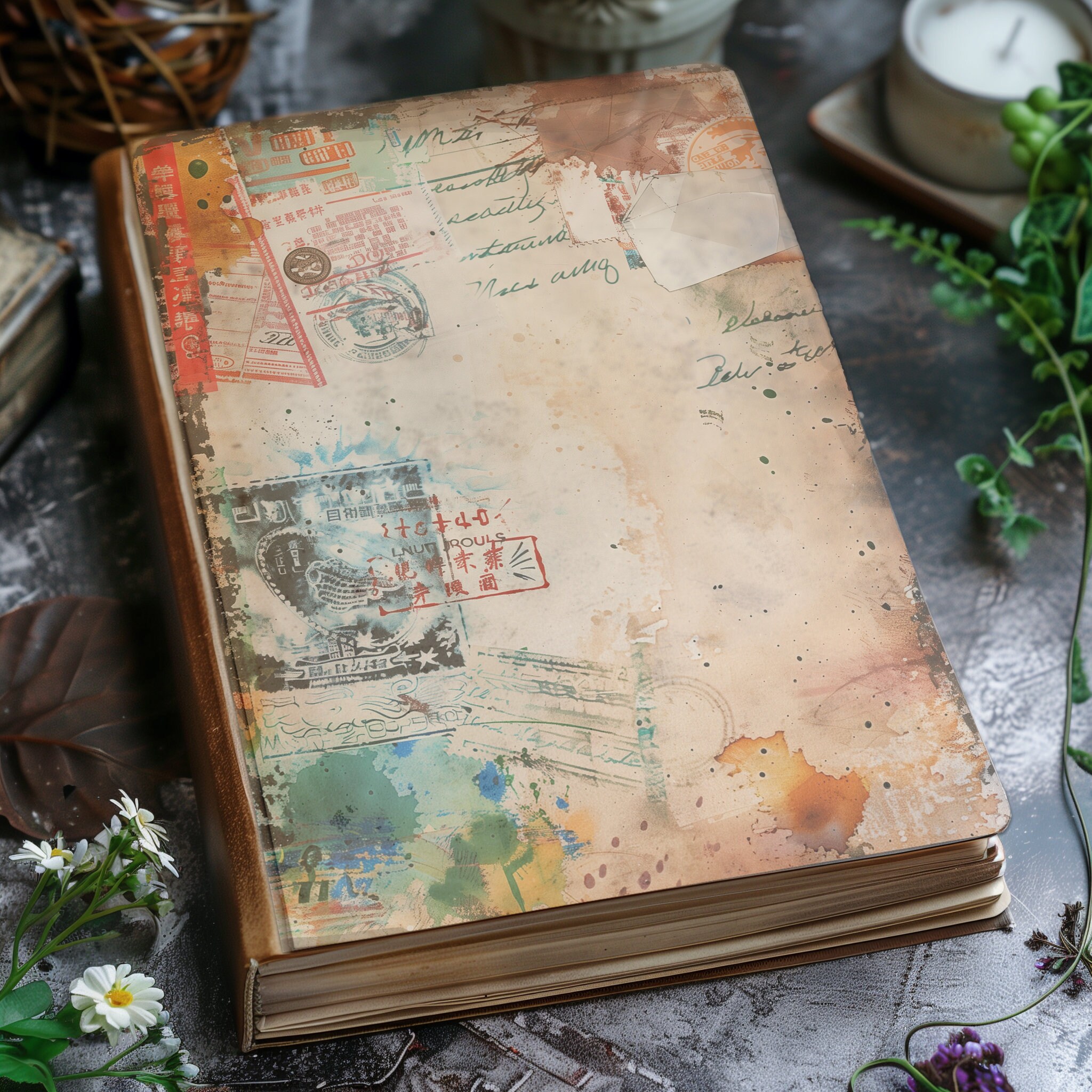 Vintage Collage 12 Junk Journal Pages Ephemera Mixed Media Digital ...