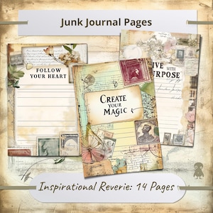 Vintage dagboekpagina's collage kunst inspirerende citaten set van 14 illustraties creatieve scrapbooking tijdelijke knutselen rommel dagboeken ambacht
